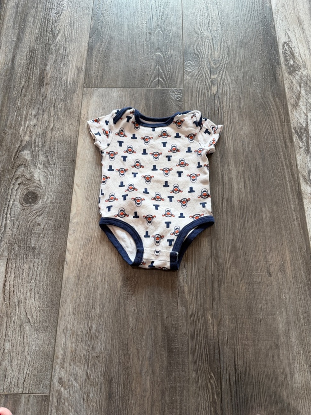 Disney Navy-Trim White Baby‎ One-Piece Bodysuit